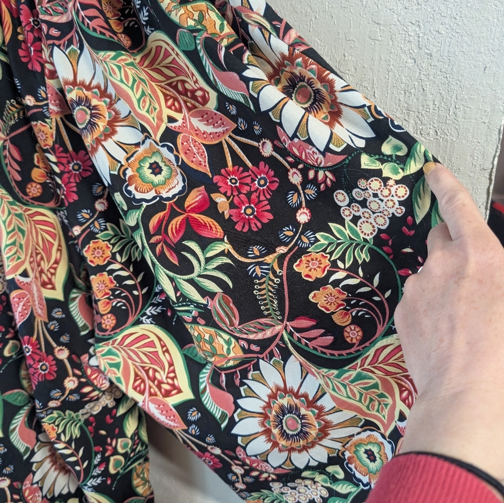 handmase Wide Leg Floral Print Women's Pants Xs Pull On Stretch Boho IndieSleaze - Picture 7 of 8